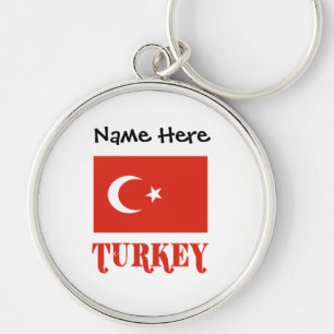 Turkey Turkish Flag Black Personalization Keychain