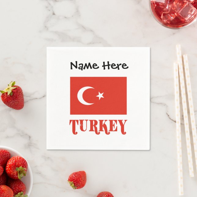 Turkey Turkish Flag Personalized Name  Napkin (Insitu)