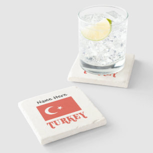 Turkey Turkish Flag Personalized Stone Coaster