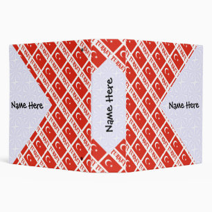 Turkey Turkish Flag Tiled Black Personalization  Binder