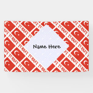 Turkey Turkish Flag Tiled Personalized Name Banner