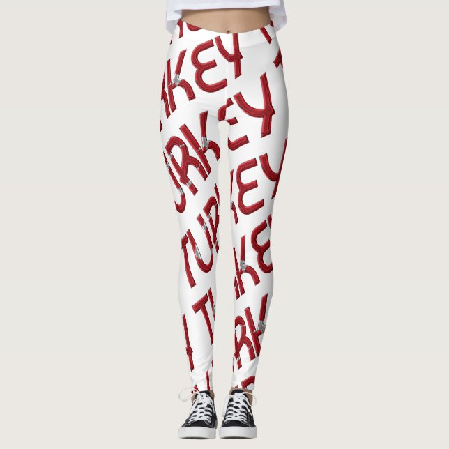 Turkey Turkish Flag Typography Pattern Leggings (Front)