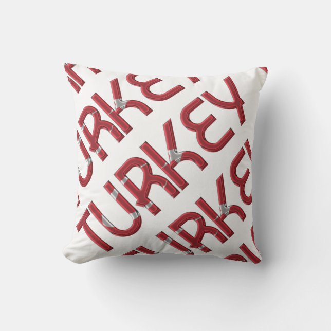 Turkey Turkish Flag Typography Souvenir Outdoor Pillow (Front)