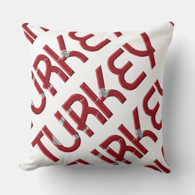 Turkey Turkish Flag Typography Souvenir Throw Pillow (Front)