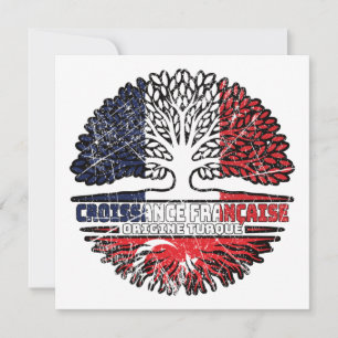 Turkey Turkish French France Tree Roots Flag Card