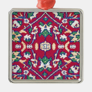 Turkey,Turkish,Textile,Cloth,Rug Pattern Muted Red Metal Ornament