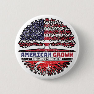 Turkey Turkish US American USA United States Tree 2 Inch Round Button