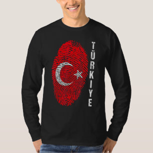Turkey Turkiye National Flag Fingerprint Bayragi H T-Shirt