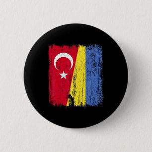 Turkey Ukraine Half Flag Turkish Ukrainian Heritag 2 Inch Round Button
