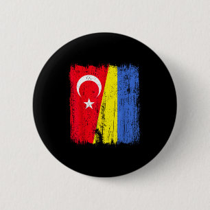Turkey Ukraine Half Flag Turkish Ukrainian Heritag 2 Inch Round Button