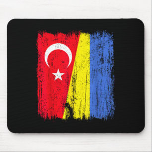 Turkey Ukraine Half Flag Turkish Ukrainian Heritag Mouse Pad