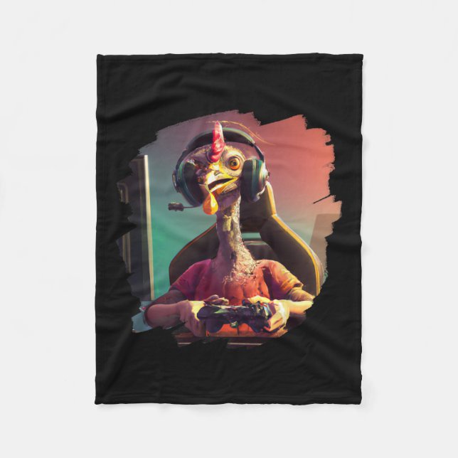 Turkey Video Game Gamer Thanksgiving Turkey  Fleece Blanket (Front)