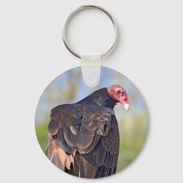 Turkey vulture perched on trunk   keychain (Front)