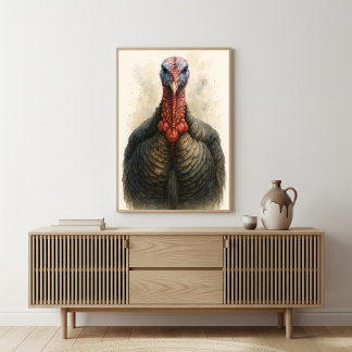 Turkey Watercolor Portrait Art Poster