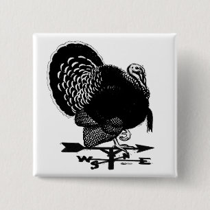 Turkey Weathervane 2 Inch Square Button
