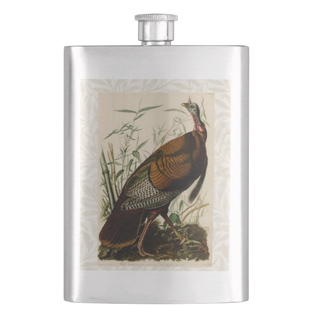 Turkey Wild Audubon Bird Painting Hip Flask (Front)
