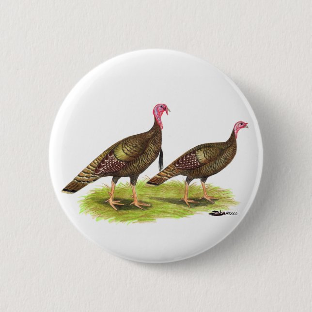 Turkey:  Wild Bronze 2 Inch Round Button (Front)
