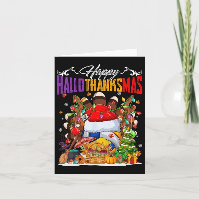 Turkey Witch Volleyball Ball Xmas Lights Hallothan Card (Front)