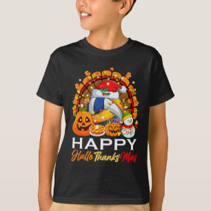 Turkey Witch Volleyball Ball Xmas Lights Hallothan T-Shirt