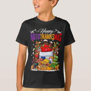 Turkey Witch Volleyball Ball Xmas Lights Hallothan T-Shirt