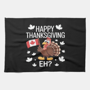 Turkey With Canada Flag Happy Thanksgiving Day Eh Kitchen Towel