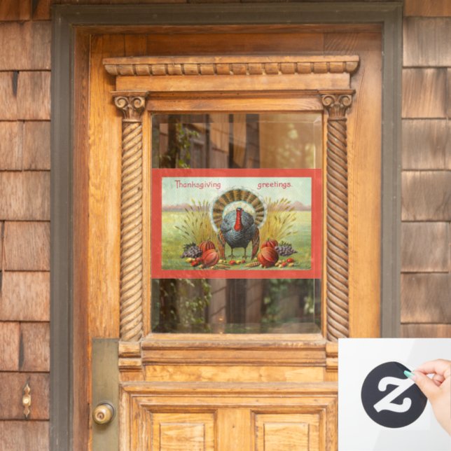 Turkey With Harvest Window Cling (Home Door)