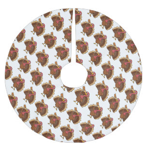Turkey With Pie Slice Brushed Polyester Tree Skirt