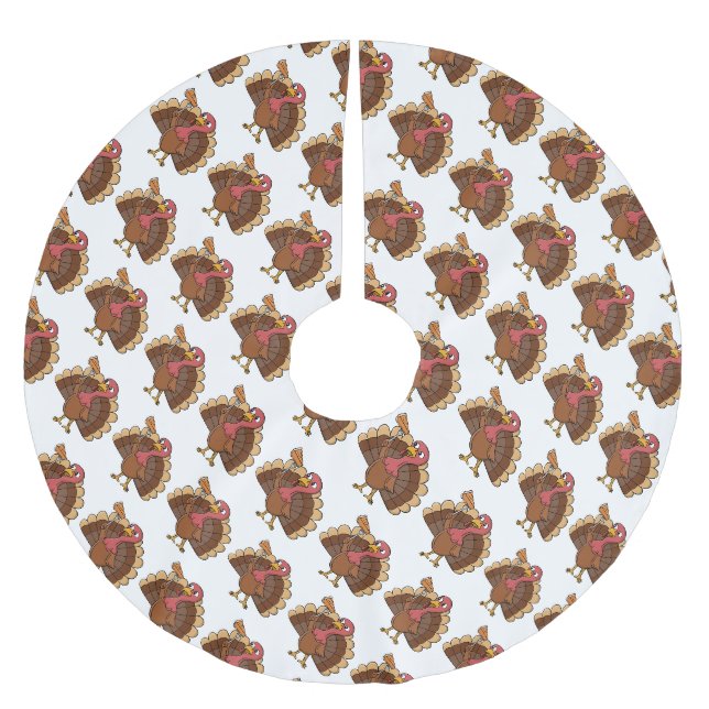 Turkey With Pie Slice Brushed Polyester Tree Skirt (Front)