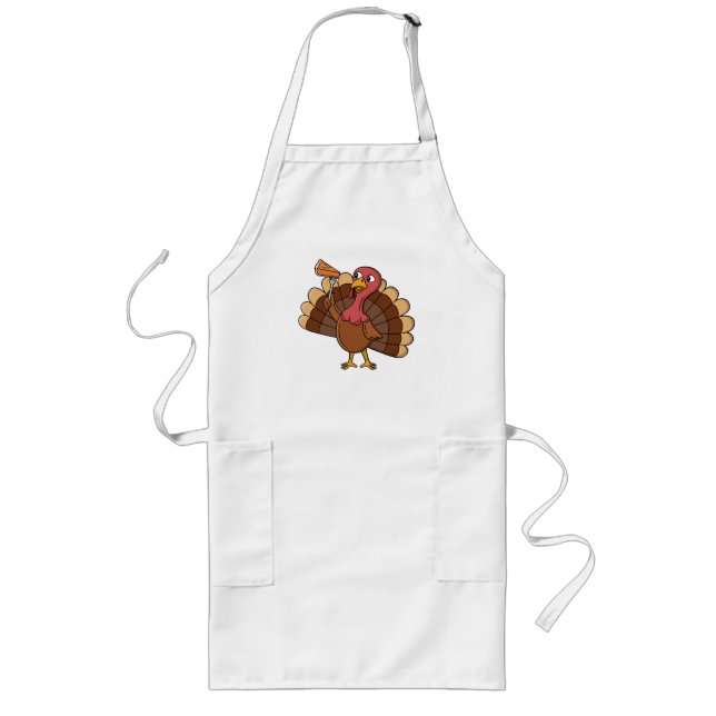 Turkey With Pie Slice Long Apron (Front)