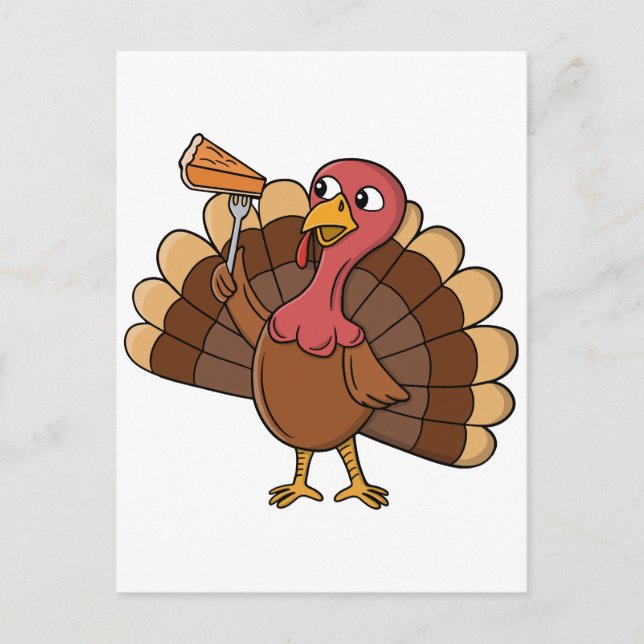 Turkey With Pie Slice Postcard (Front)