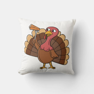 Turkey With Pie Slice Throw Pillow