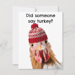 Turkey with ski hat card