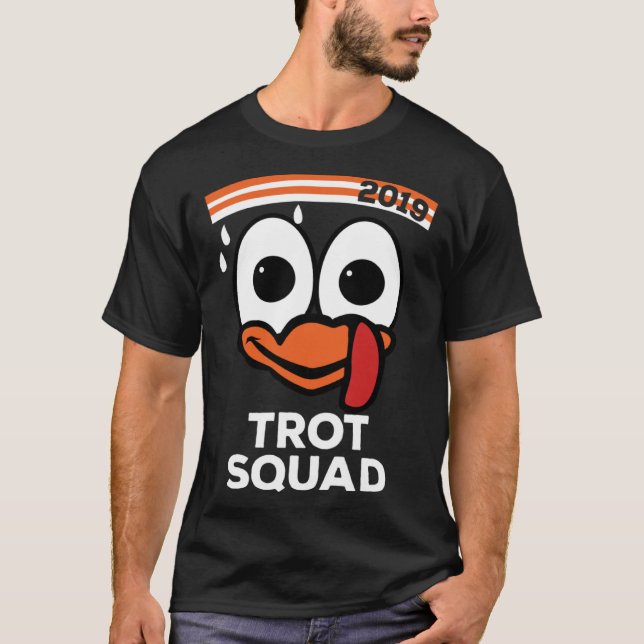 Turkey with Sweatband Turkey Trot Thanksgiving Run T-Shirt (Front)