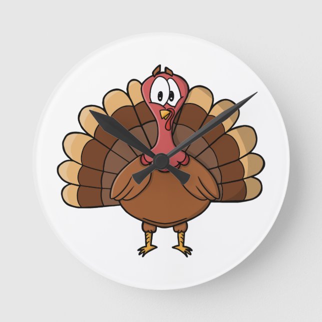 Turkey with Wide Tail Round Clock (Front)