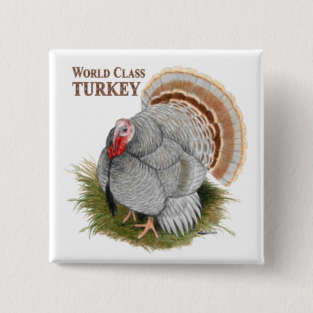 Turkey:  World Class 2 Inch Square Button (Front)