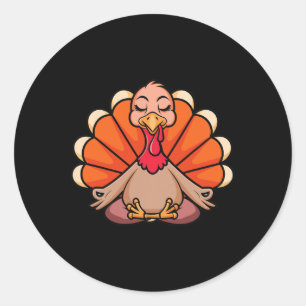 Turkey Yoga Thanksgiving Day Meditating Namaste Fa Classic Round Sticker