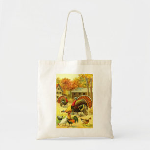 Turkeys and chickens tote bag
