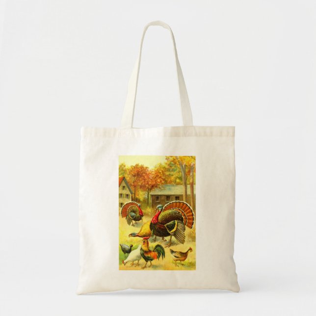 Turkeys and chickens tote bag (Front)