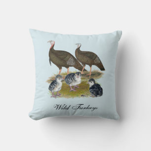 Turkeys Eastern Wild Family Throw Pillow