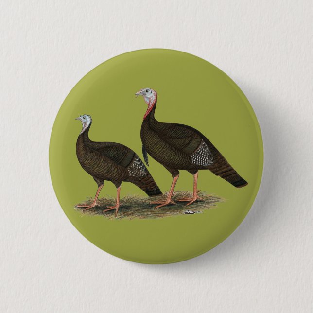 Turkeys Eastern Wild Pair 2 Inch Round Button (Front)