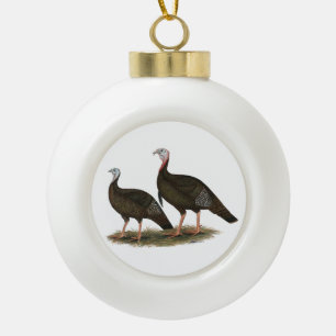 Turkeys Eastern Wild Pair Ceramic Ball Christmas Ornament