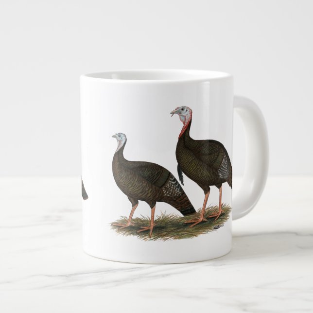 Turkeys Eastern Wild Pair Large Coffee Mug (Front Right)