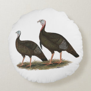 Turkeys Eastern Wild Pair Round Pillow