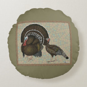 Turkeys Standard Bronze Portrait Round Pillow