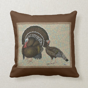 Turkeys Standard Bronze Portrait Throw Pillow