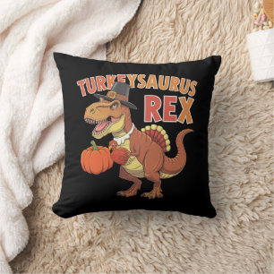 Turkeysaurus Rex Dab Turkey Dino Toddler Boys Throw Pillow