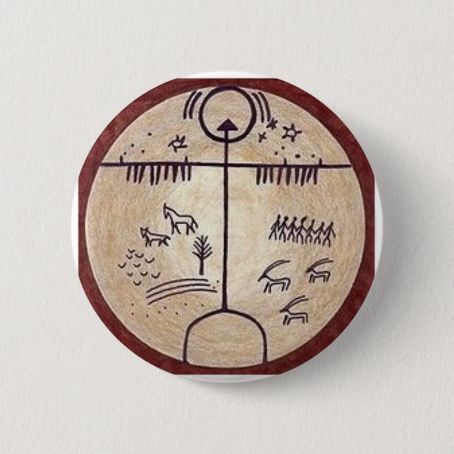 Turkic Shaman Drum 2 Inch Round Button (Front)