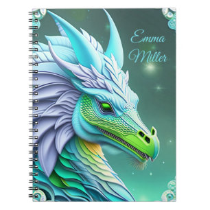 Türkiser Drache, fantasievolle Digital Art Notebook