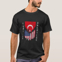 Turkish American Flags Ripped Torn Turkey T Shirt