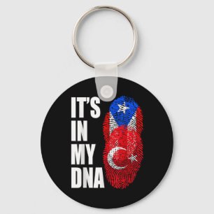 Turkish And Puerto Rican Mix Heritage Dna Flag Keychain
